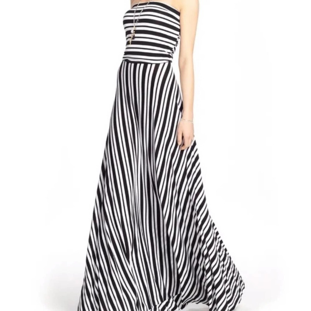 Felicity & Coco Black and White Strapless Gown